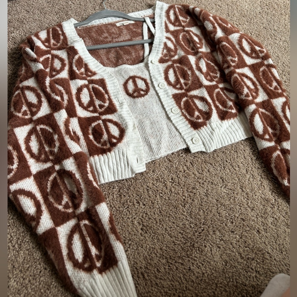 Size M- PacSun Crop top and Sweater Set